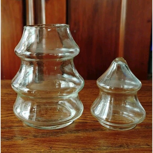 Vintage Glass Christmas Tree 2 Piece For Candy Ornaments etc - Picture 3 of 3